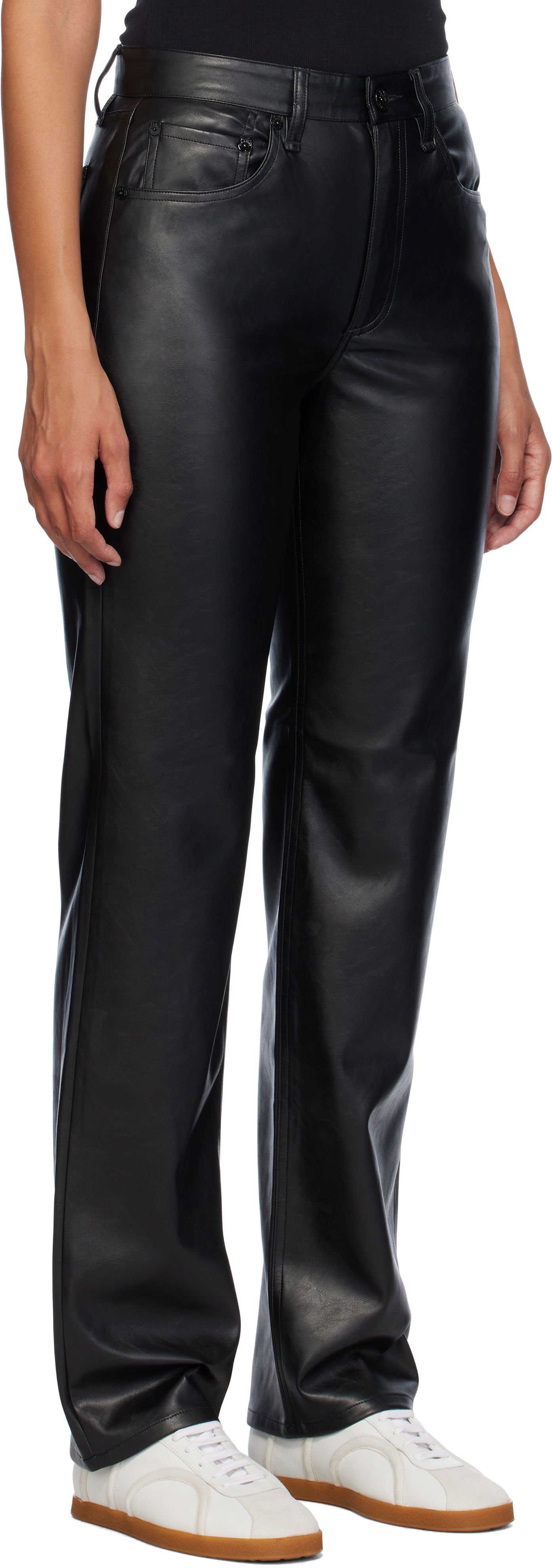Панталони rag & bone Harlow Faux-Leather Pants Черно | WCW24F7006GR06, 1
