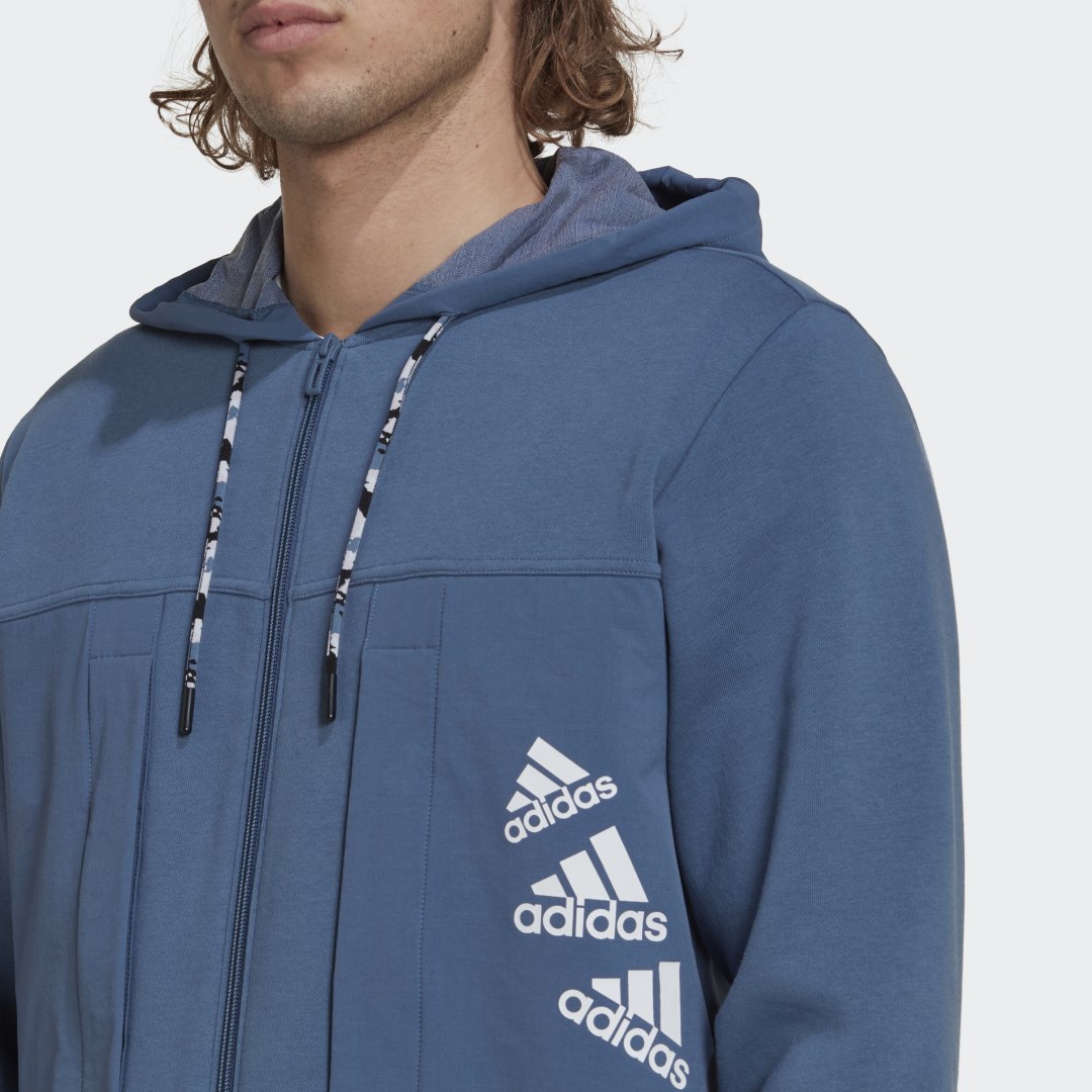 Суитчър adidas Originals Essentials BrandLove Fleece Full-Zip Hoodie Синьо | HL9379, 1