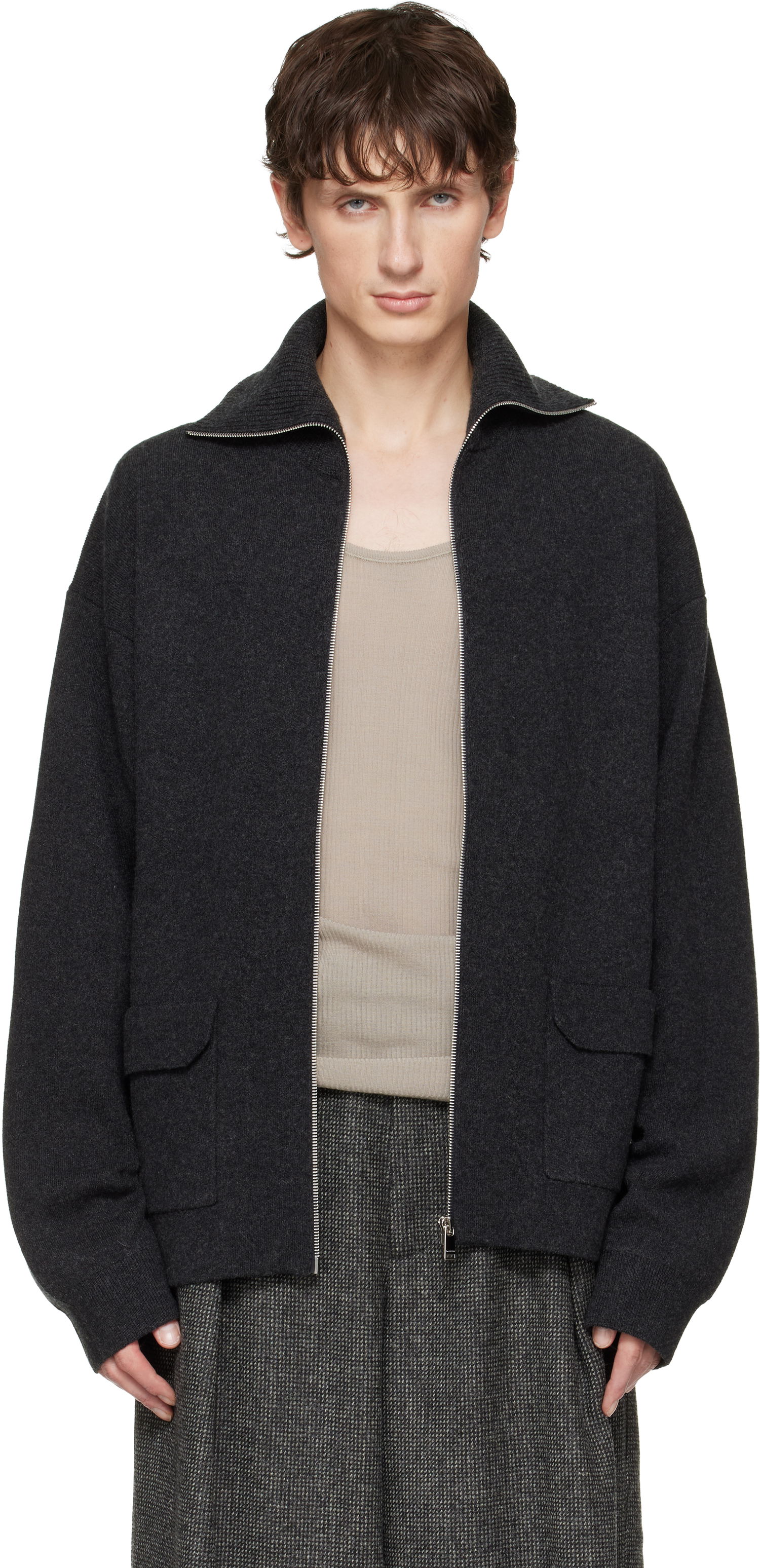 Пуловер LANVIN Cashmere Zip Cardigan Сиво | RM-PO0030-K077-H25, 0