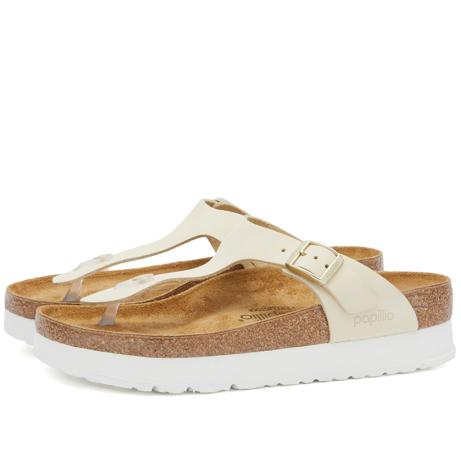 Кецове и обувки Birkenstock Gizeh Platform Flex Nubuck Ecru Бяло | 1026899, 0