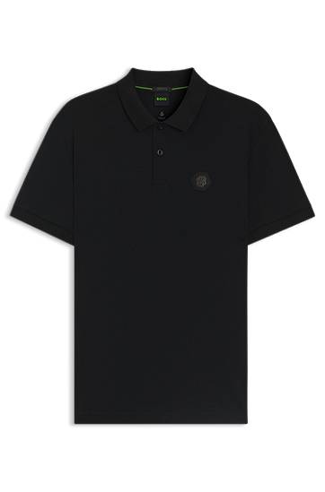 Поло тениска BOSS BOSS Pima Cotton Polo Shirt with Double B Monogram Черно | 50543891