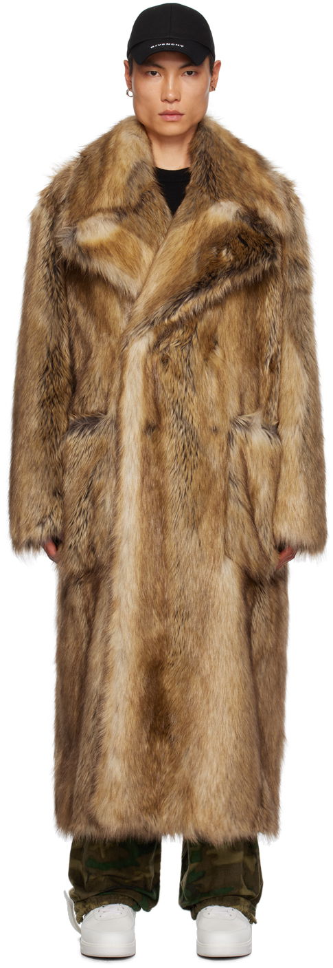 Яке Givenchy Double-Breasted Faux-Fur Coat Бежово | BM013Q310R, 0