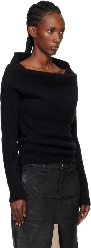 Пуловер Rick Owens Rick Owens Concordians Runway Draped Neck Long Sleeve Sweater Черно | RO02E4675 KWP, 1