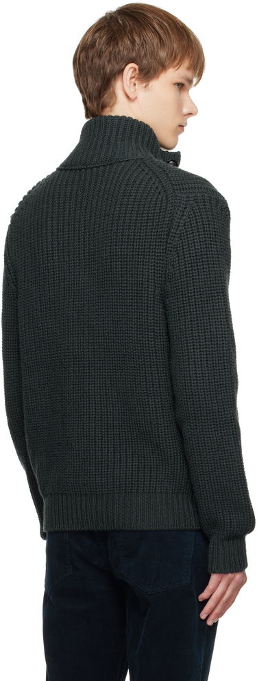 Пуловер Tom Ford TOM FORD Cashmere Wool Half Button Sweater Зелено | KTL006-YMW090, 2