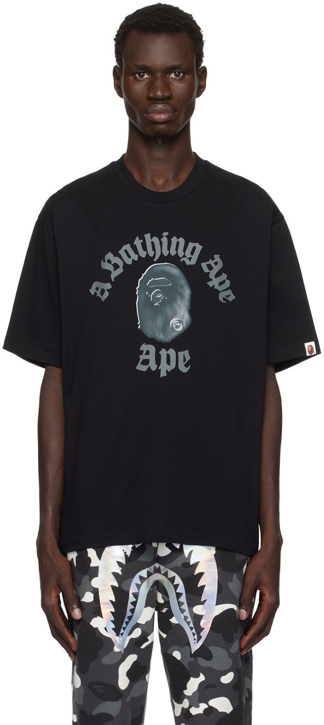 Тениска BAPE Gothic College Relaxed Fit T-shirt Черно | 001TEK801349M