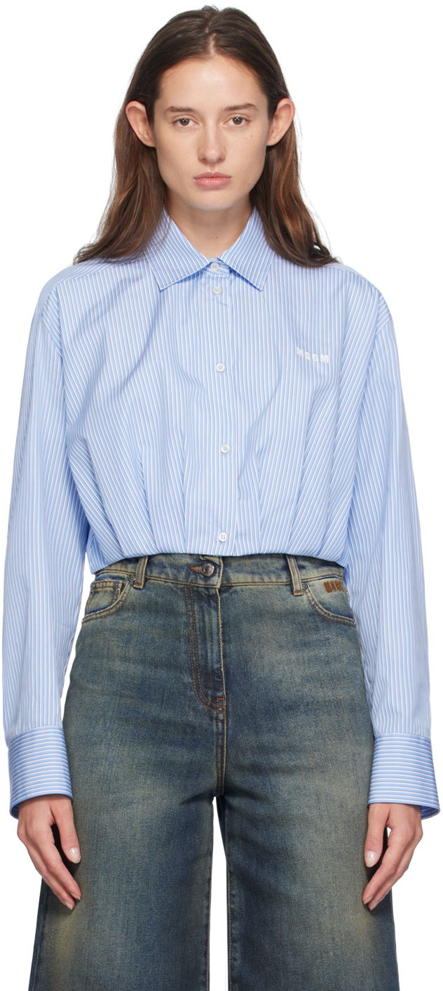 Риза MSGM Striped Shirt Синьо | 3741MDE05X 247615