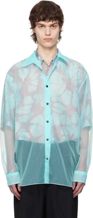 Риза Dries Van Noten Dries Van Noten Organza Floral-Print Shirt Тюркоазено | 251-020732-1501, 0