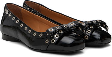 Pокля GANNI GANNI Eyelet Bow Ballerina Flats Черно | S2755, 3