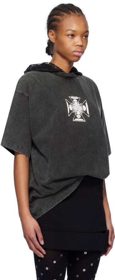 Тениска We11done We11done Heart Cross Graphic Hooded T-Shirt Сиво | WD-TH0-25-842-U-BK, 1
