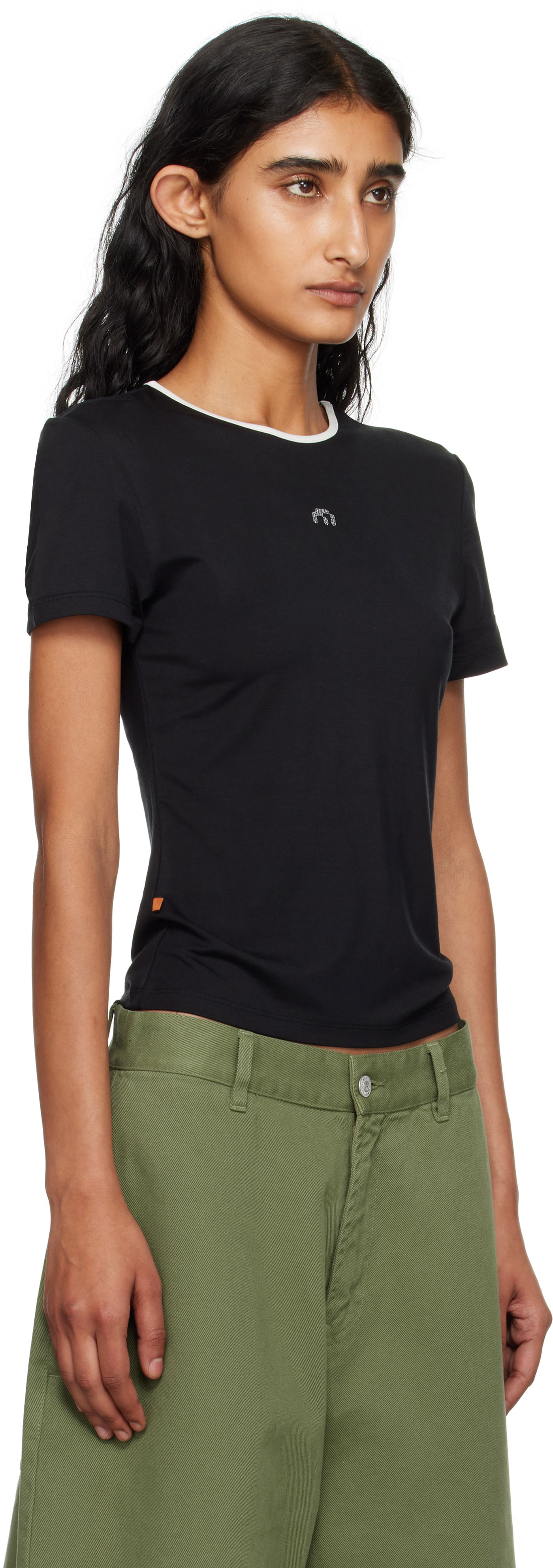 Тениска Miaou Rhinestone Mini T-shirt Черно | 7026LTJBLK, 1