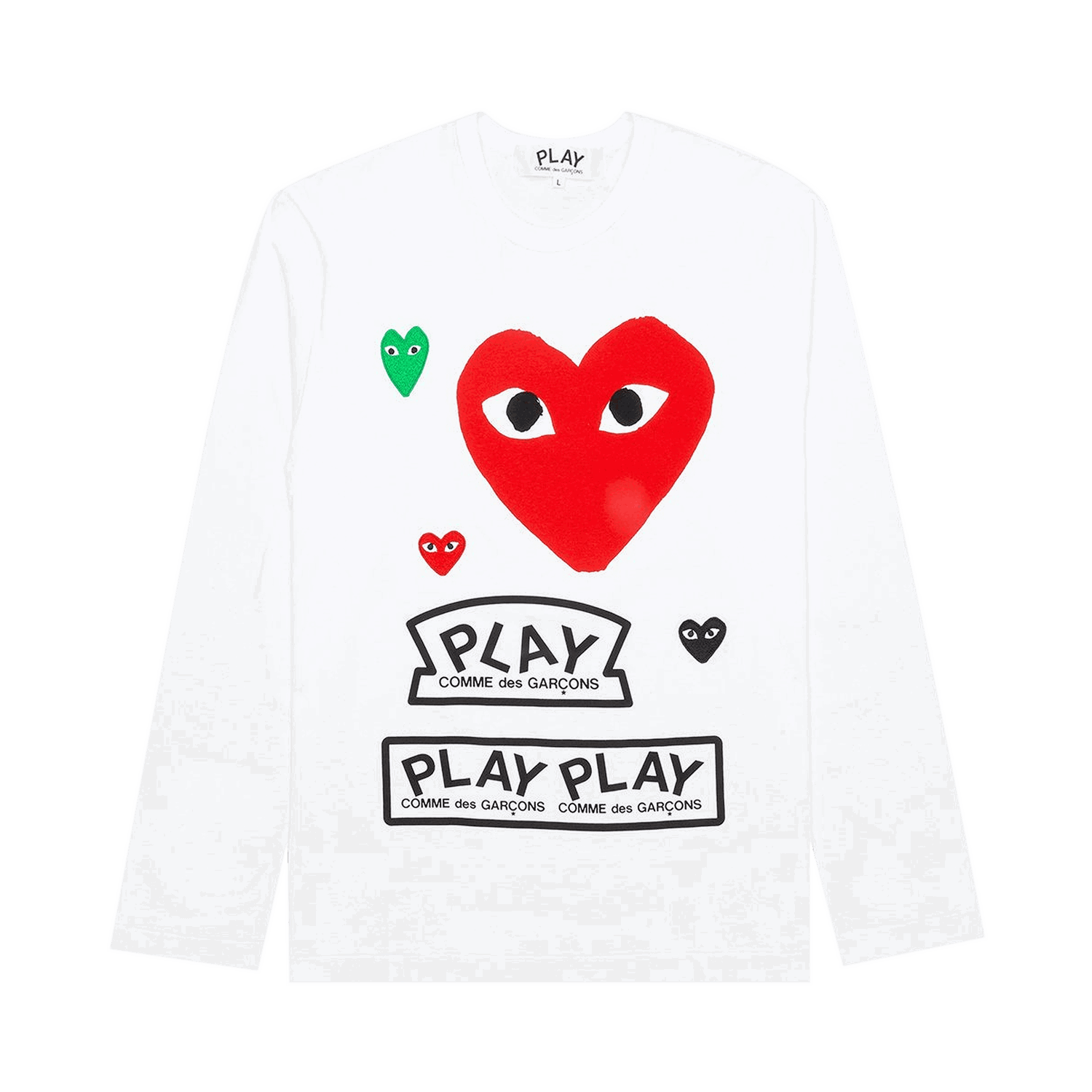 Тениска Comme des Garçons PLAY Multi Logo Long-Sleeve T-Shirt Бяло | AZ T284 051 1, 0