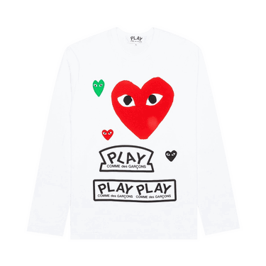 Тениска Comme des Garçons PLAY Multi Logo Long-Sleeve T-Shirt Бяло | AZ T284 051 1, 0