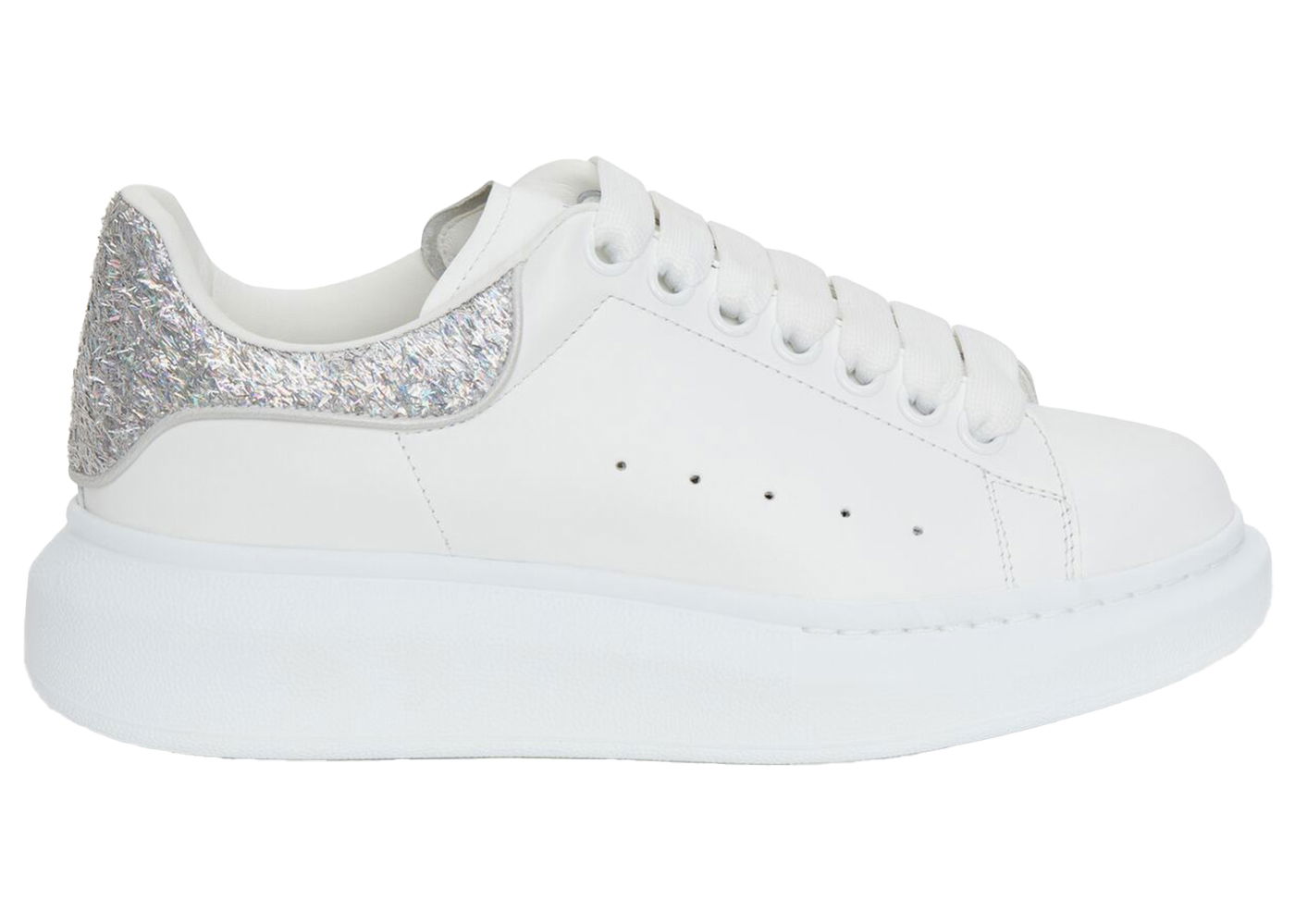 Кецове и обувки Alexander McQueen Oversized White Silver Glitter Бяло | 718239WIDJ48813, 0