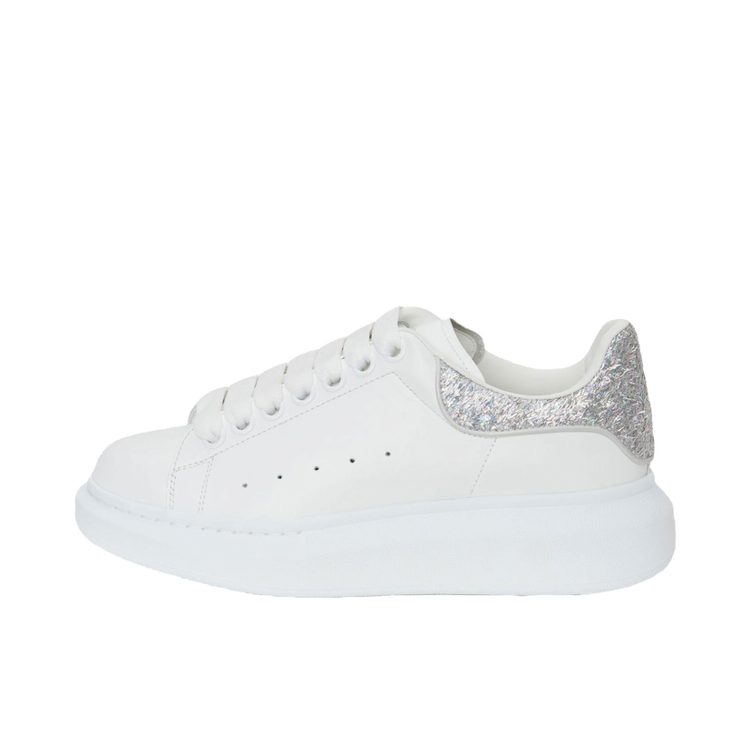 Кецове и обувки Alexander McQueen Oversized White Silver Glitter Бяло | 718239WIDJ48813