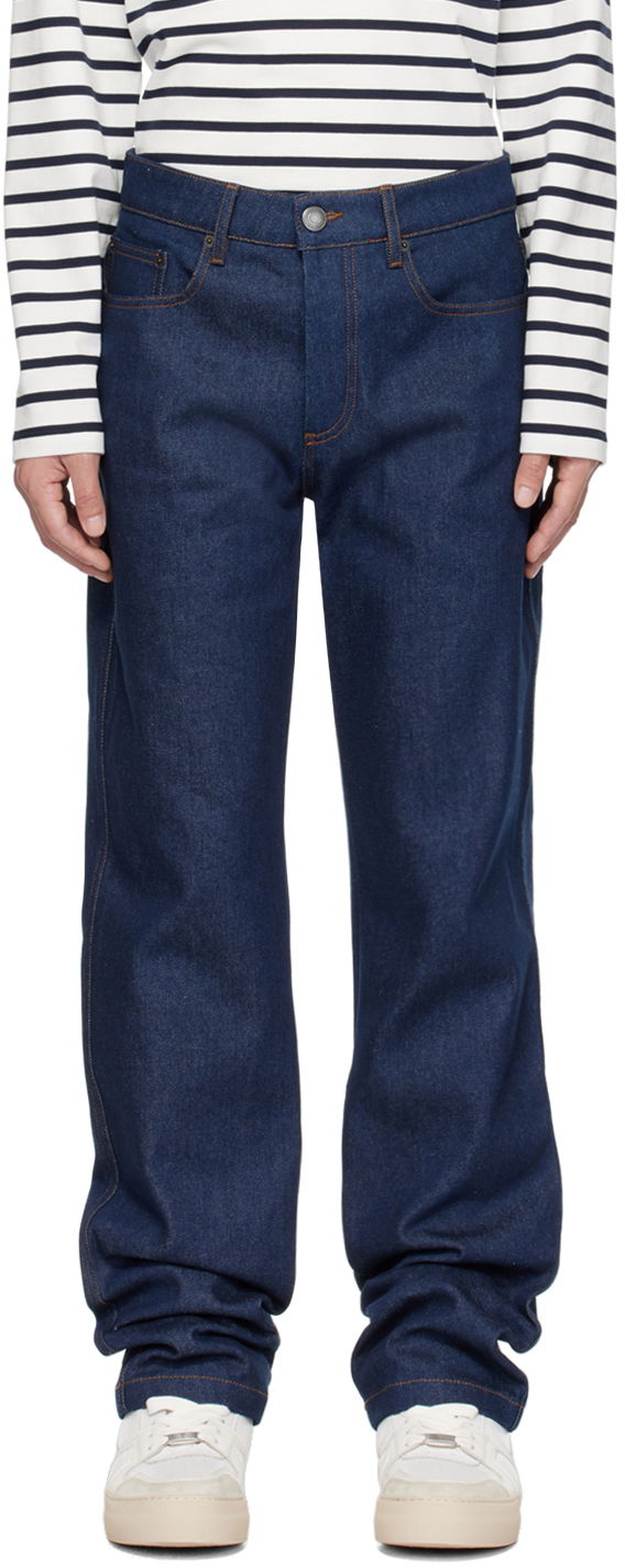 Дънки AMI AMI Paris Straight-Fit Jeans Синьо | HTR500.600, 0
