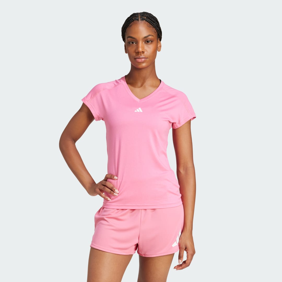 Потник adidas Performance AEROREADY Train Essentials V-Neck T-Shirt Розово | JN4661, 0