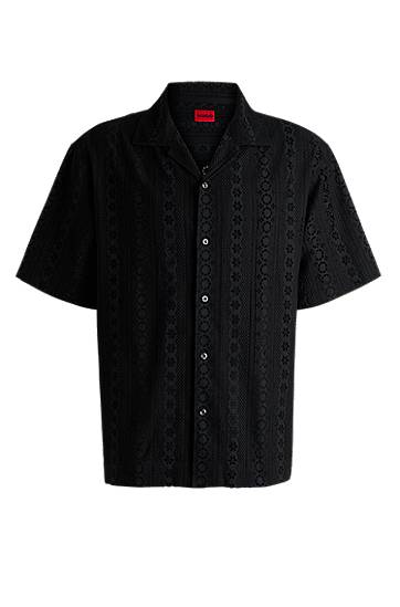 Риза BOSS Oversized Broderie Anglaise Shirt Черно | 50539344, 0