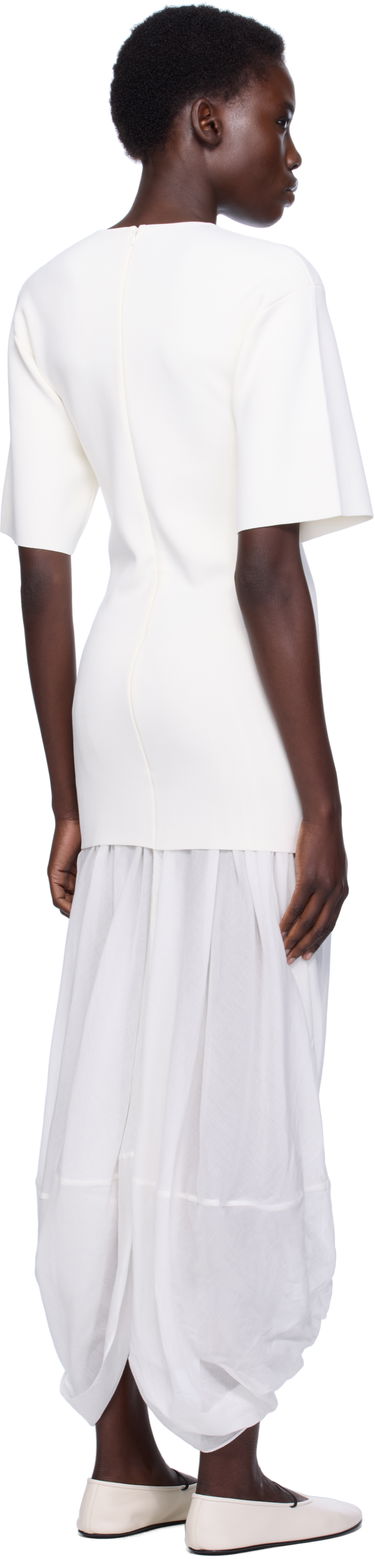 Pокля TOTEME TOTEME Cocoon Tee Midi Dress Бяло | 253-WRD0215-YA0187, 2