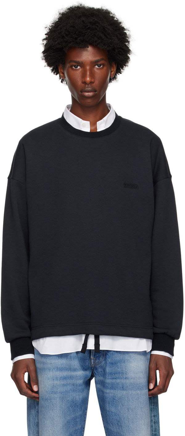 Тениска ZEGNA Navy Crewneck Sweatshirt Черно | N6MGI1830