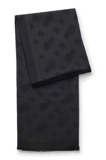 Шал BOSS Monogram scarf modal and wool Черно | 50555434, 0