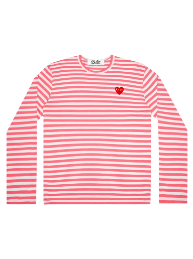 Тениска Comme des Garçons PLAY Pastelle Striped Shirt Червено | AZ T278 051 3