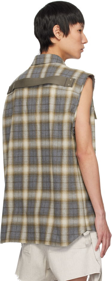 Риза Rick Owens Rick Owens Hollywood Jumbo Sleeveless Plaid Shirt Кафяво | RU01E5239 CP, 2
