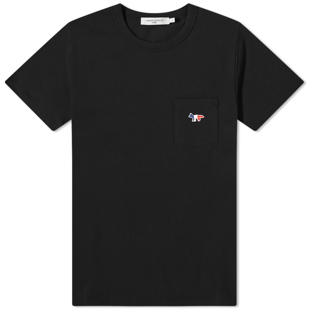 Тениска MAISON KITSUNÉ Tricolor Fox Patch Classic Pocket Tee Черно | WFW00107KJ0010-P199, 0