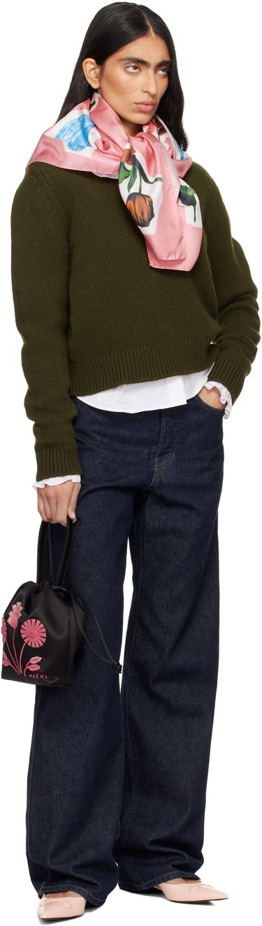 Дамска чанта Marni Small Scrunchie Floral Embroidered Drawstring Pouch Черно | BMMP0164L0 P8534, 3