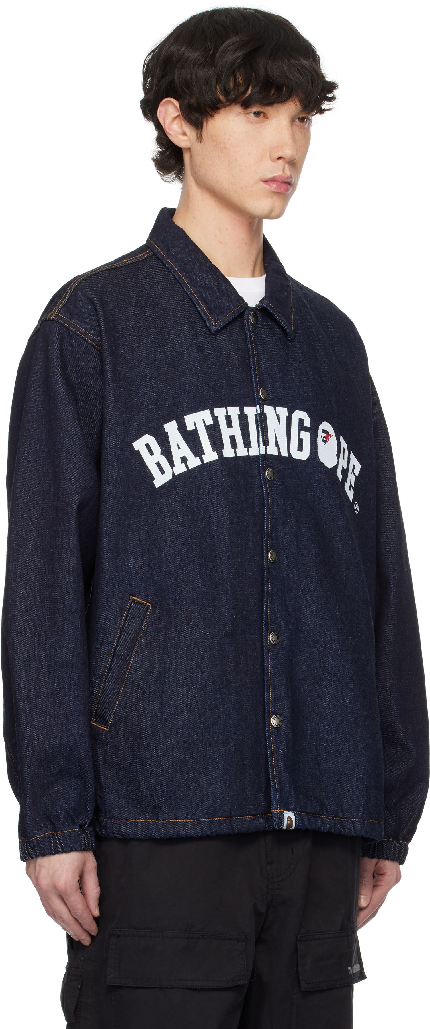 Яке BAPE Relaxed Fit Coach Denim Jacket Тъмно синьо | 001LJK221002F, 1