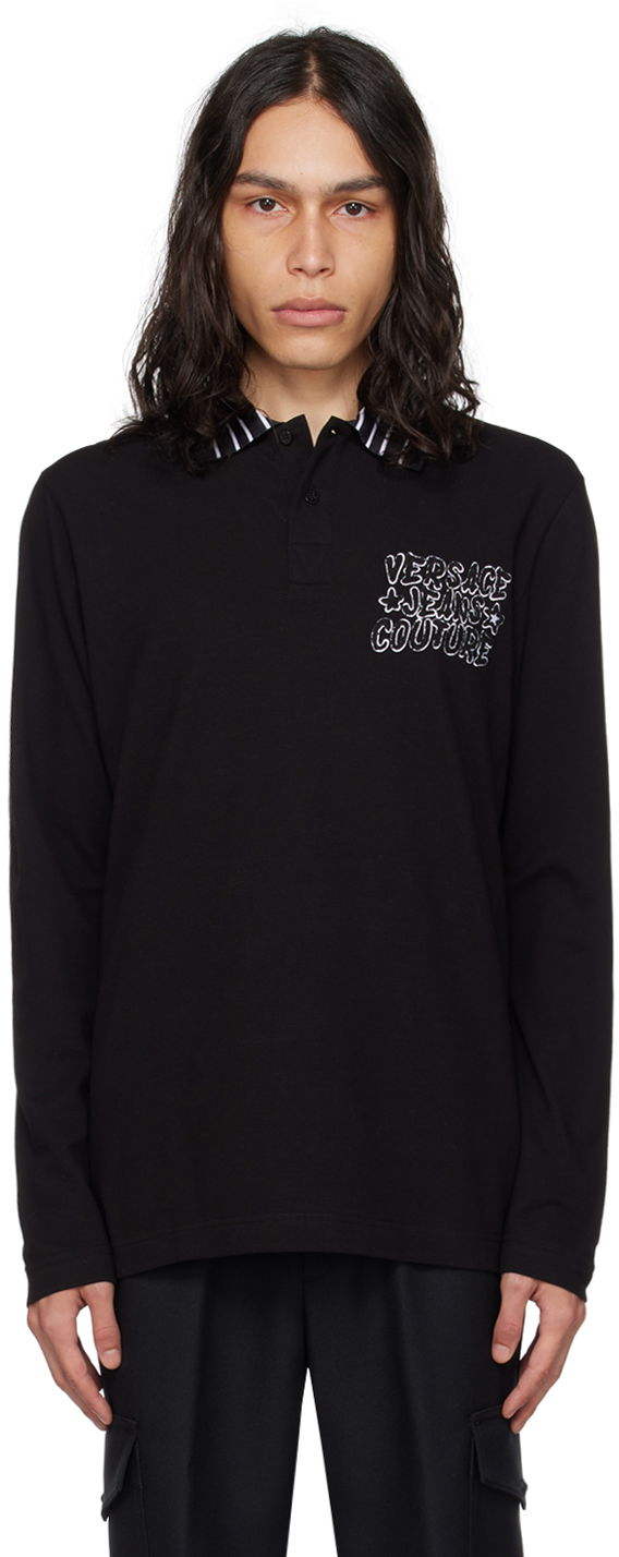Тениска Versace Jeans Couture Embroidered Polo Tee Черно | E75GAGT12_ECJ01T, 0
