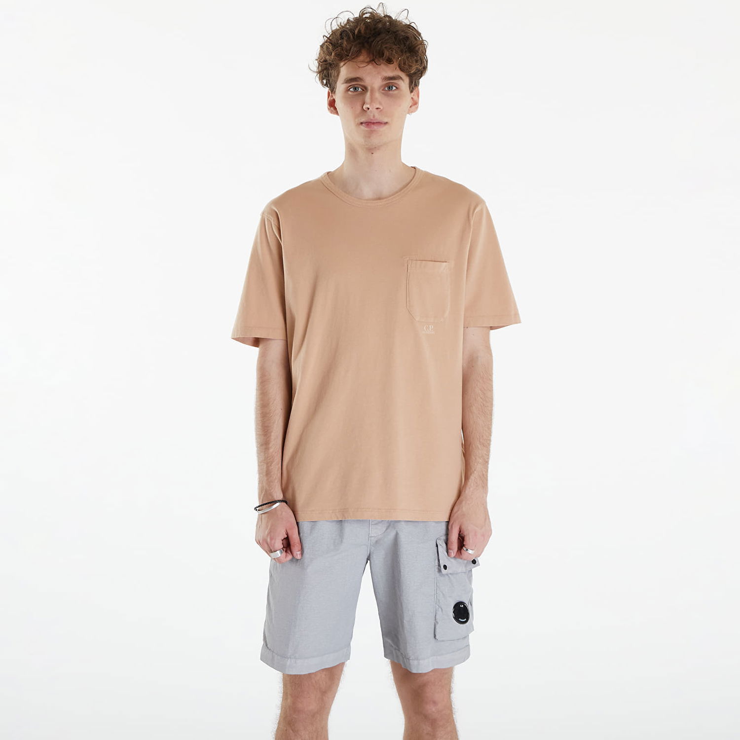Тениска C.P. Company Short Sleeve T-Shirt Pastry Shell Бежово | 16CMTS086A005431R-437, 0