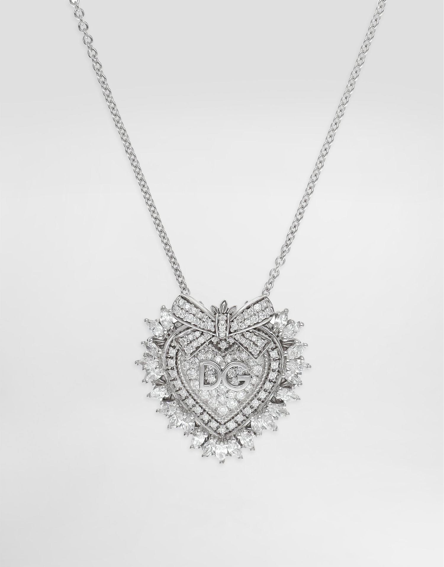Колие Dolce & Gabbana Dolce & Gabbana Devotion 18K White Gold Diamond Heart Pendant Necklace Металик | WNND1KWWH0180001, 1