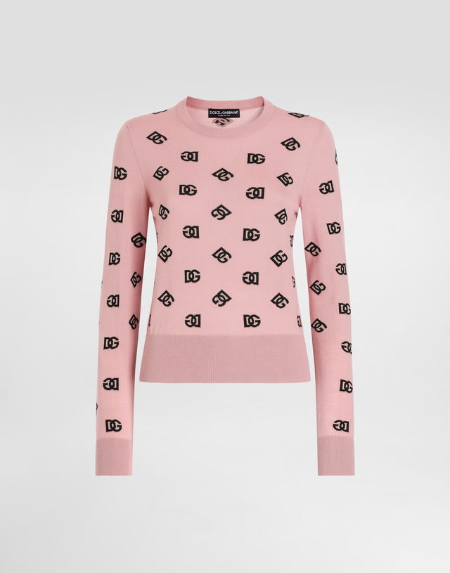 Dolce & Gabbana Wool And Silk Jacquard Sweater With DG Logo