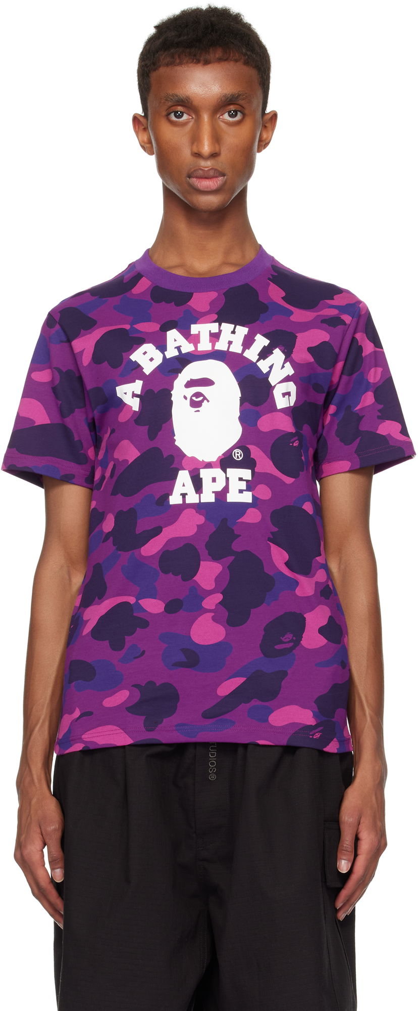 Тениска BAPE Camo College T-shirt Лилаво | 001CSK301002M