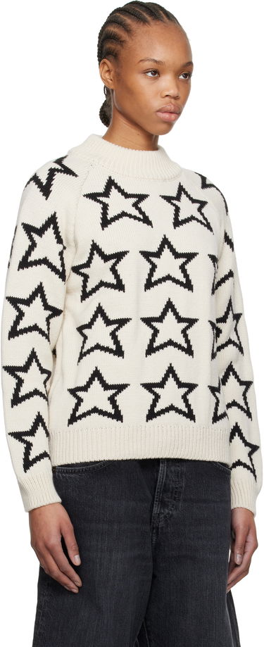 Пуловер RE/DONE Re/Done Mock Neck Star Sweater Бяло | 797-10WMSTPUL, 1