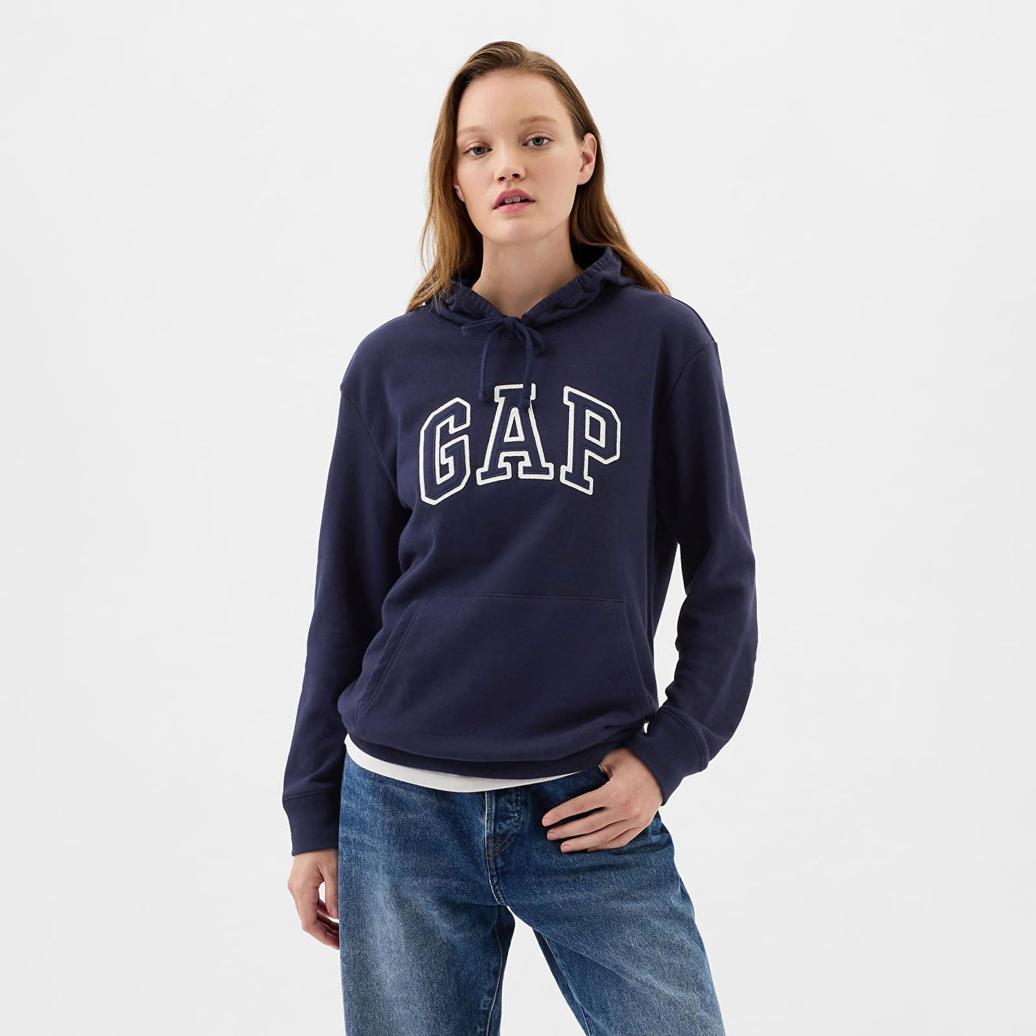 Суитчър GAP Pullover Logo Hoodie Navy Uniform Тъмно синьо | 870537-05, 0