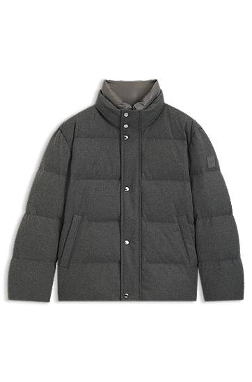 Пухо яке BOSS Flannel jacket with down filling Сиво | 50540465
