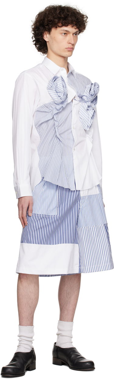 Риза Comme des Garçons Comme des Garçons Poplin & Stripe 3D Roses Shirt Синьо | FO-B042-S25, 3