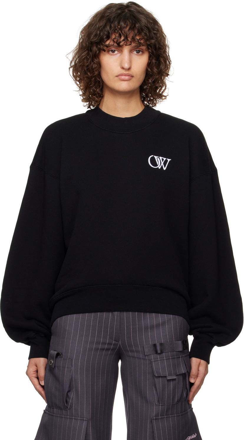 Суитчър Off-White Embroidered Logo Oversized Crewneck Sweatshirt Черно | OWBA075F24FLE0031001