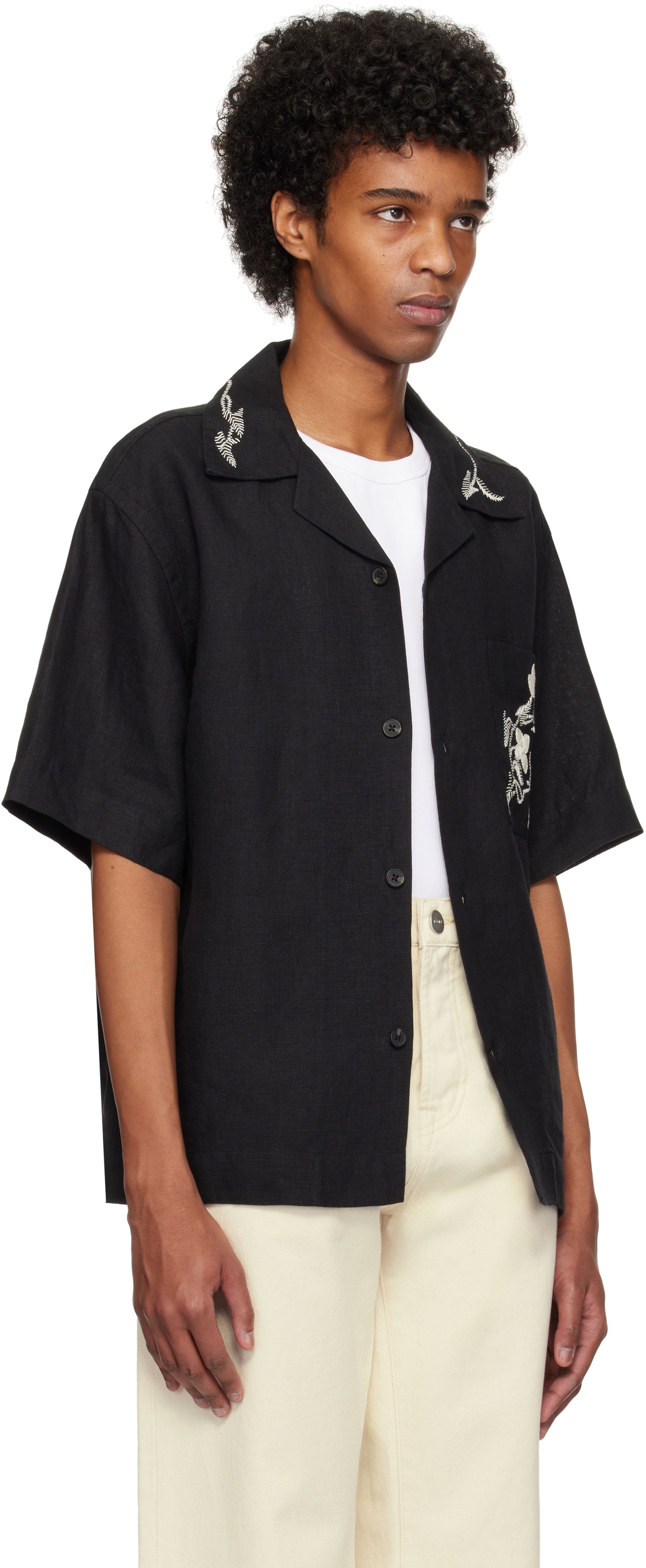 Риза Róhe Hand Embroidered Short Sleeve Shirt Черно | 314-19-084, 1