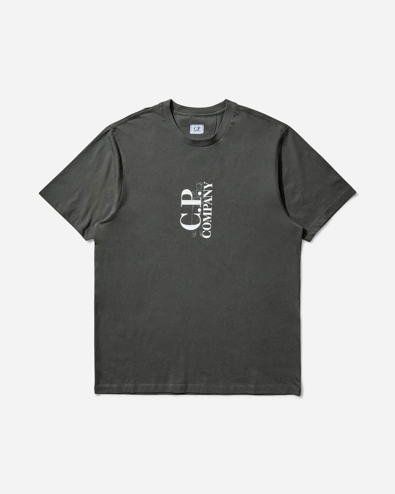 Тениска C.P. Company 30/1 Jersey Vertical Logo T-Shirt Сиво | 19CMTS091A-005100W 978, 1