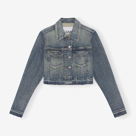 Яке GANNI Denim Crop Jacket Тъмно синьо | J1257-091, 1