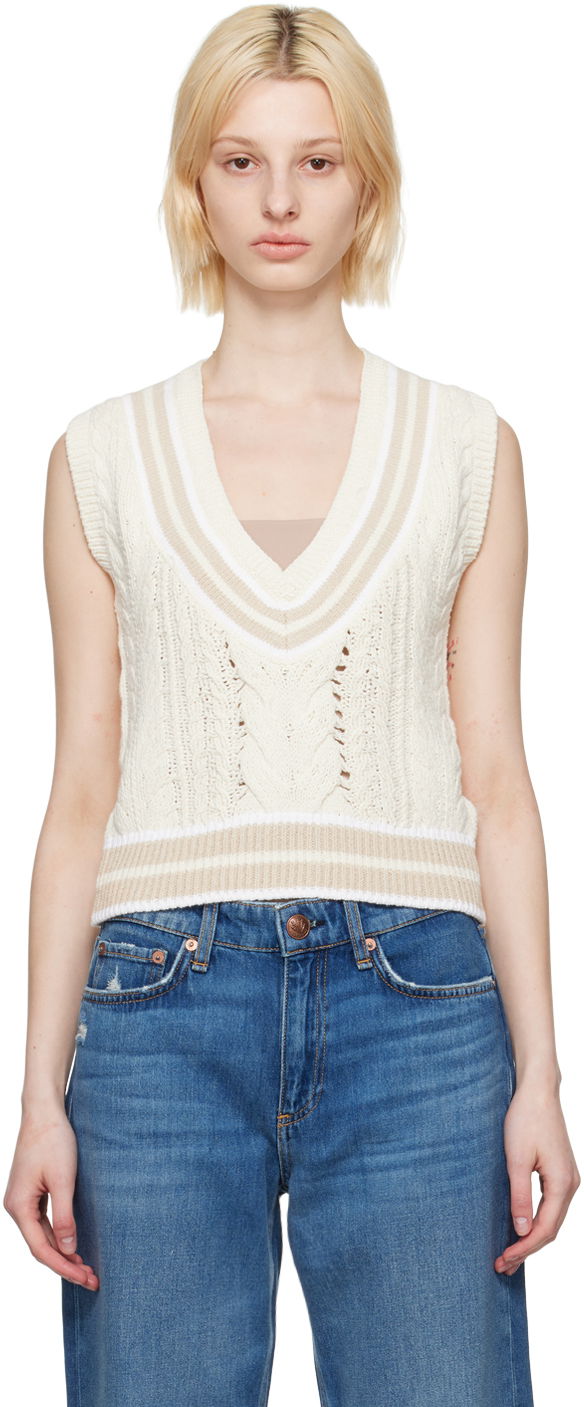 Пуловер rag & bone Rag & Bone Brandi Knit Vest Бяло | WAS23S021SD21, 0