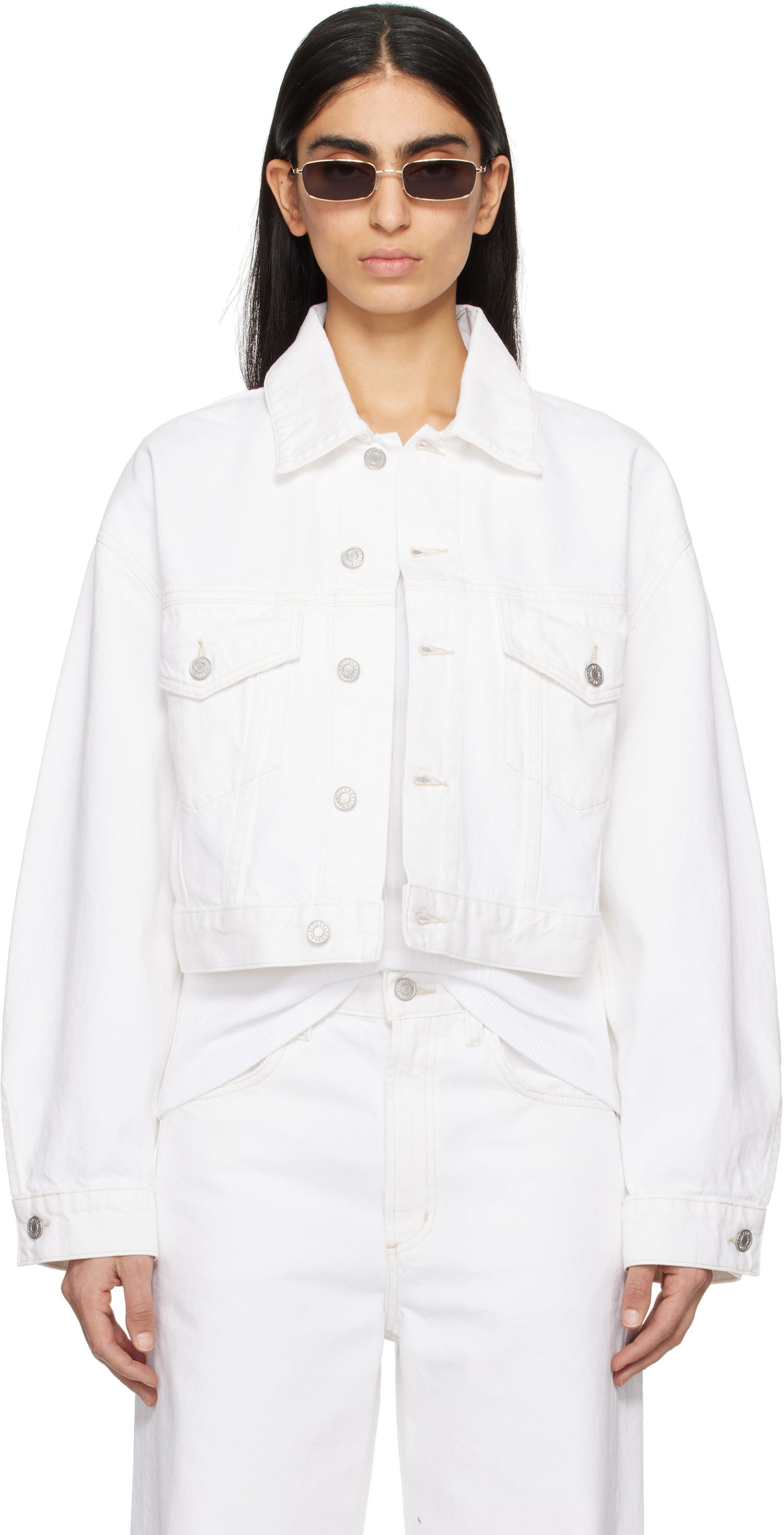 Яке AGOLDE AGOLDE Palmer Cropped Denim Jacket Бяло | A5047-1183, 0