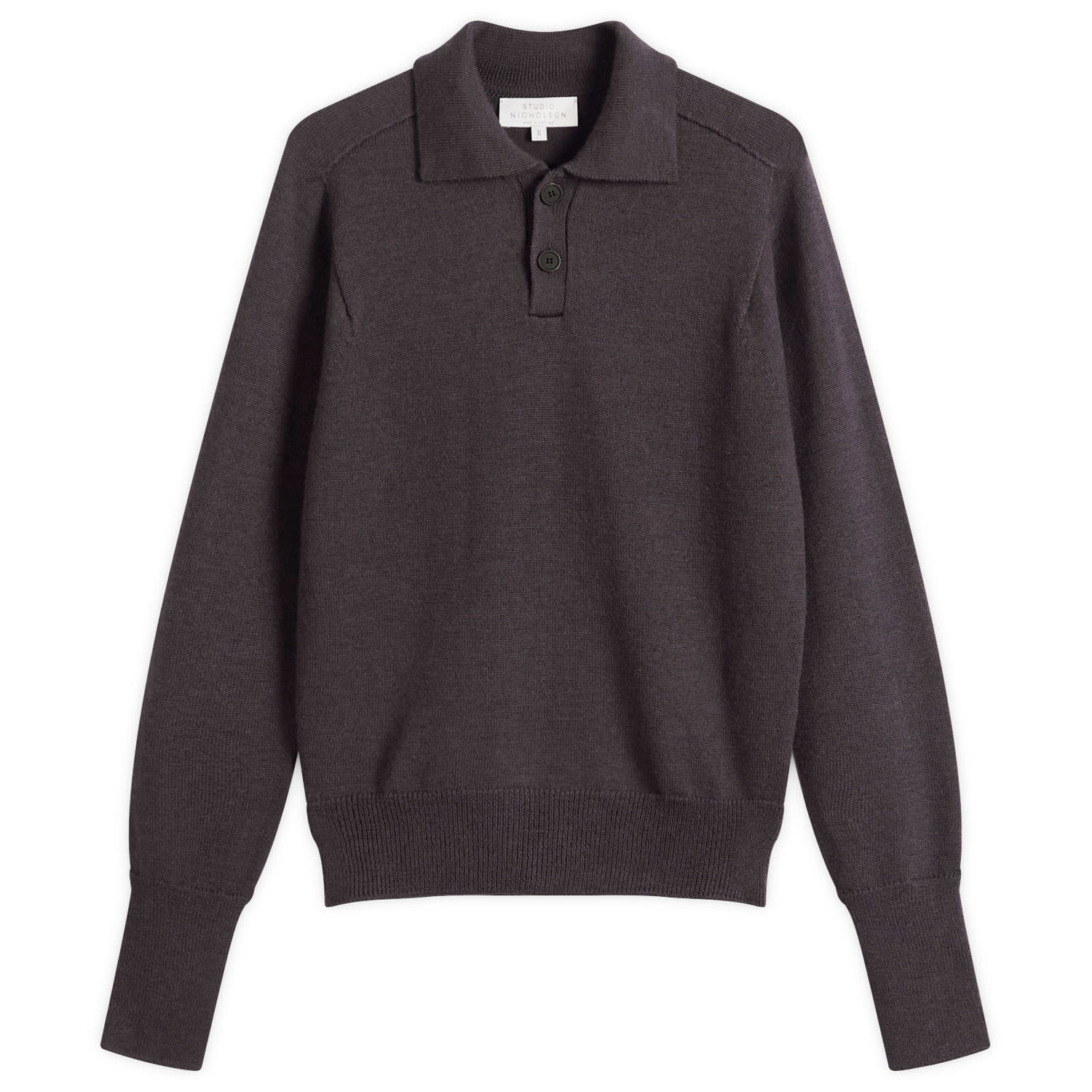 Поло тениска Studio Nicholson Studio Nicholson Sark Knitted Polo Shirt Сиво | SARKSN-1503-WLN, 1