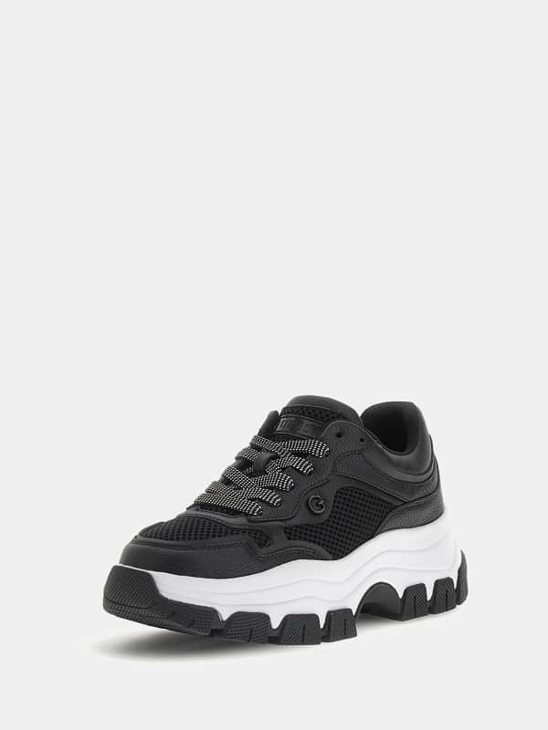 Кецове и обувки GUESS Brecky Perforated-Insert Running Shoes W Черно | FLPBREELE12, 0