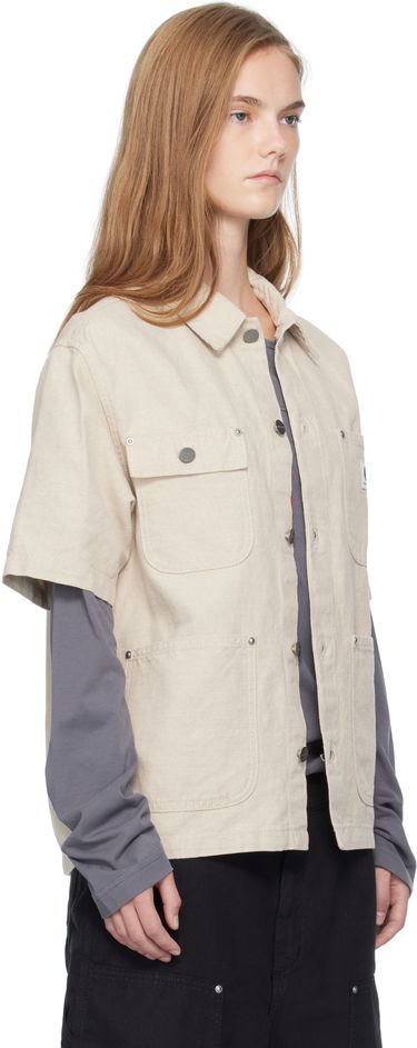 Риза Carhartt WIP Short Sleeve Michigan Shirt Бежово | I035573-05.02, 3