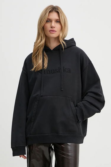 Суитчър Nanushka Black Hoodie with Embroidered Logo Черно | NU24CRSH00199, 0