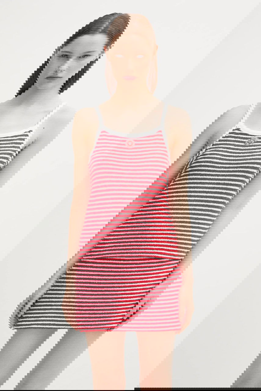 Pокля Sporty & Rich Sporty & Rich Serif Logo Striped Terry Tank Dress Червено | TO083602300ST67, 0