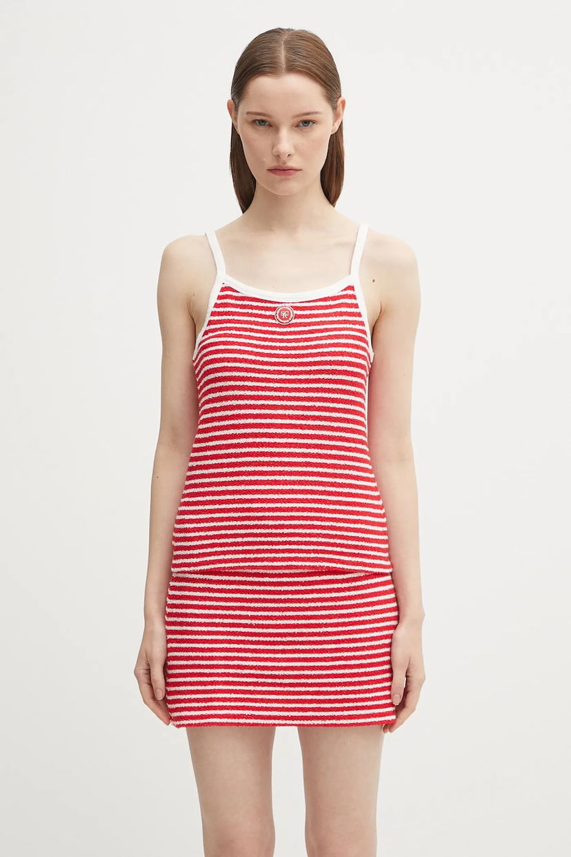 Pокля Sporty & Rich Sporty & Rich Serif Logo Striped Terry Tank Dress Червено | TO083602300ST67
